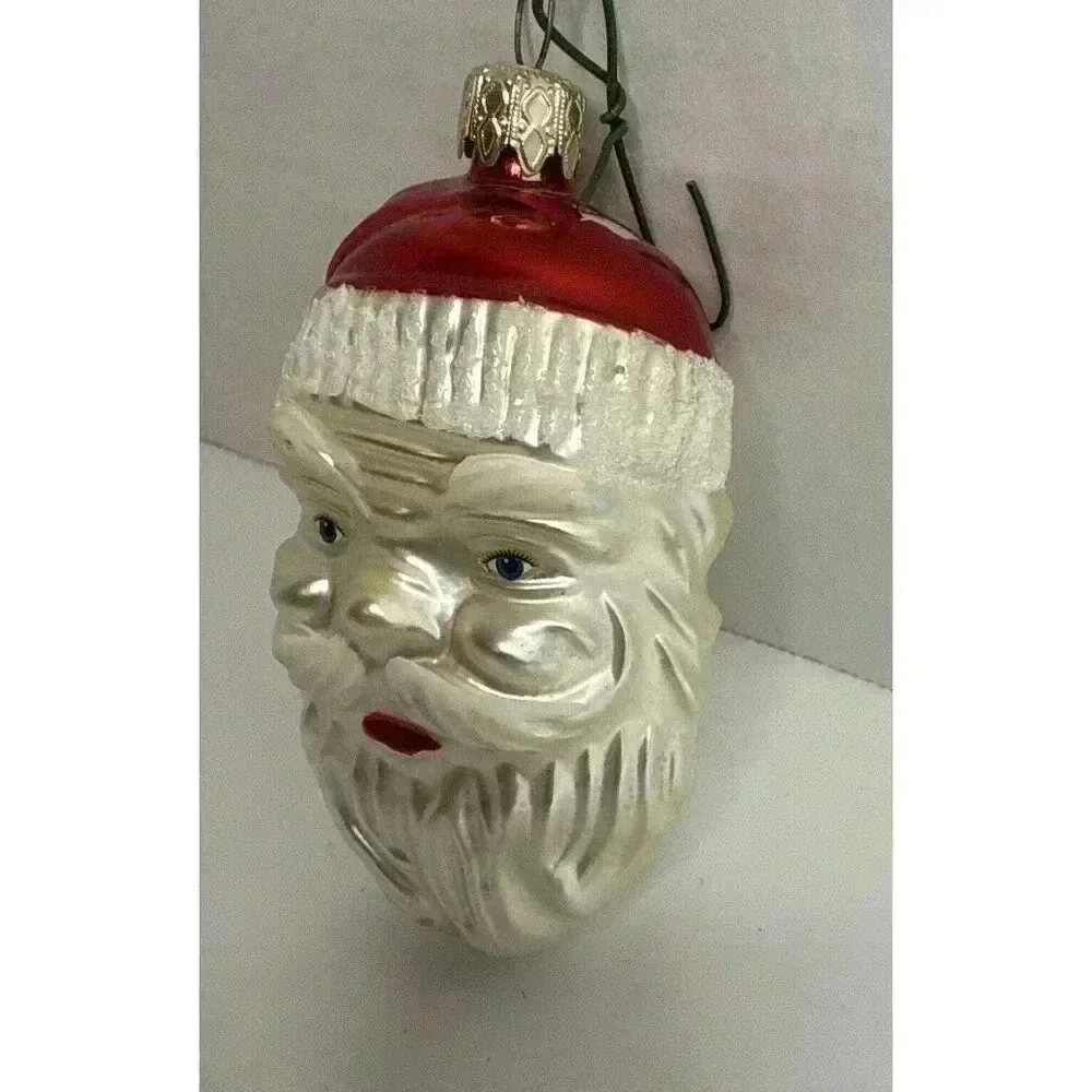 Vintage Frosty Santa Claus Head Christmas Ornament Tree Decoration Holiday‎